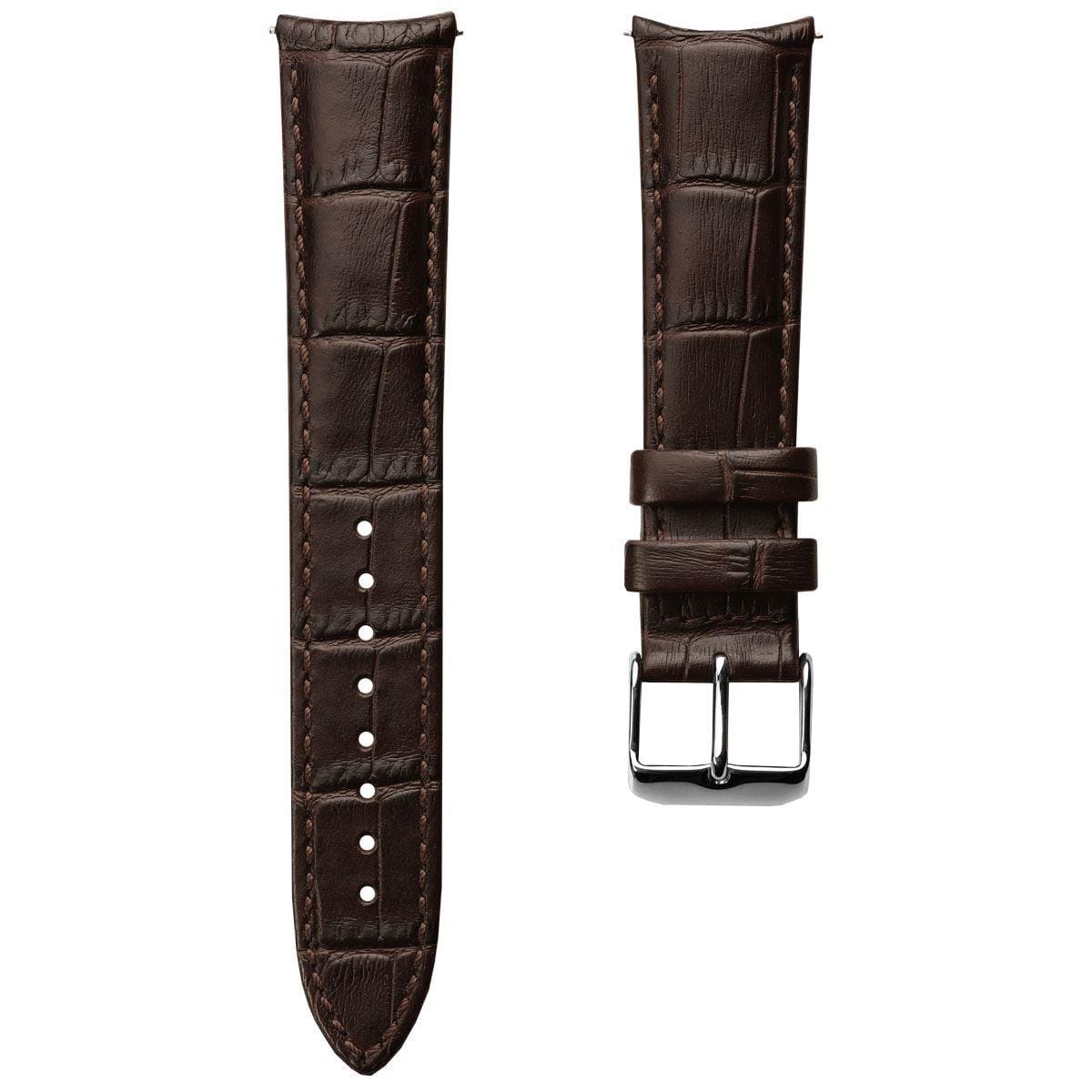 Selby Remborde Curved Ends Genuine Leather Watch Strap - Brown Crocodile