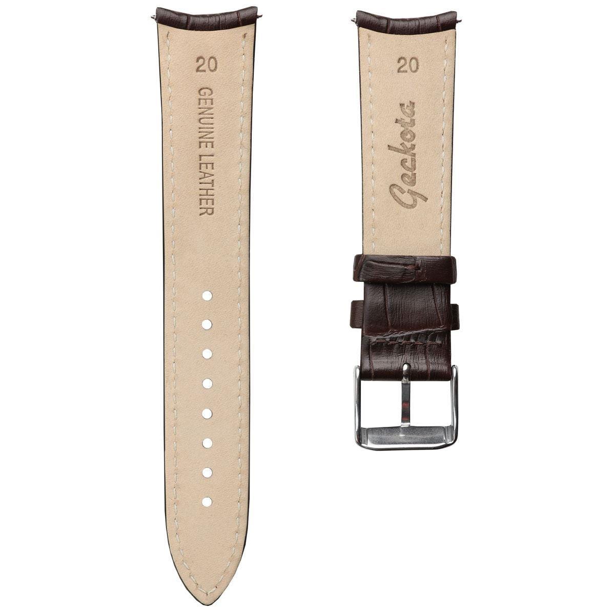 Selby Remborde Curved Ends Genuine Leather Watch Strap - Brown Crocodile