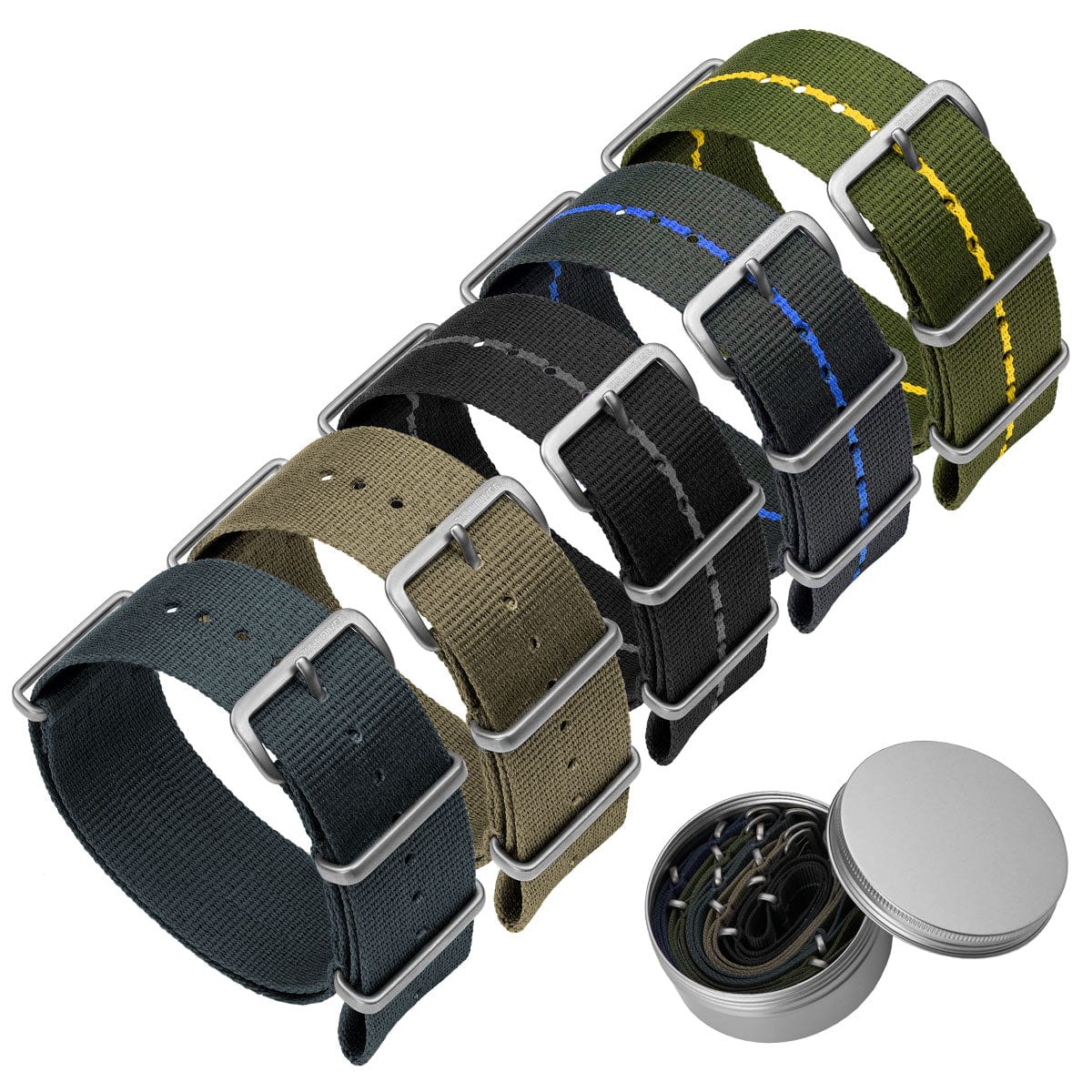 Set of 5 Classic ZULUDIVER British Military Nylon Watch Straps