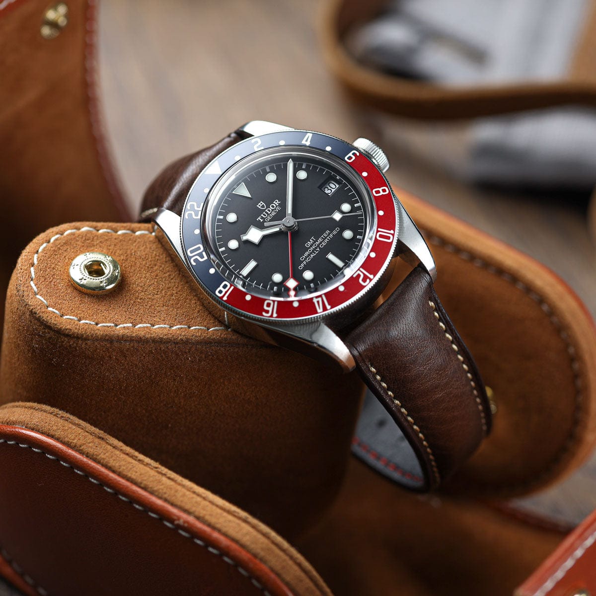 Stanton Badalassi Carlo Minerva Box Leather Padded Watch Strap - Black