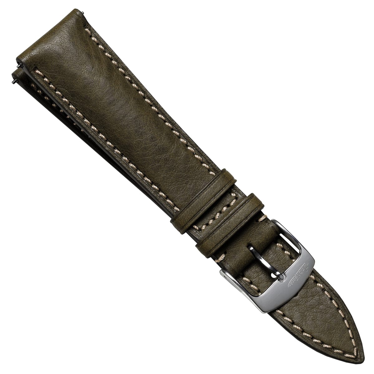 Stanton Badalassi Carlo Minerva Box Leather Padded Watch Strap - Olive Green