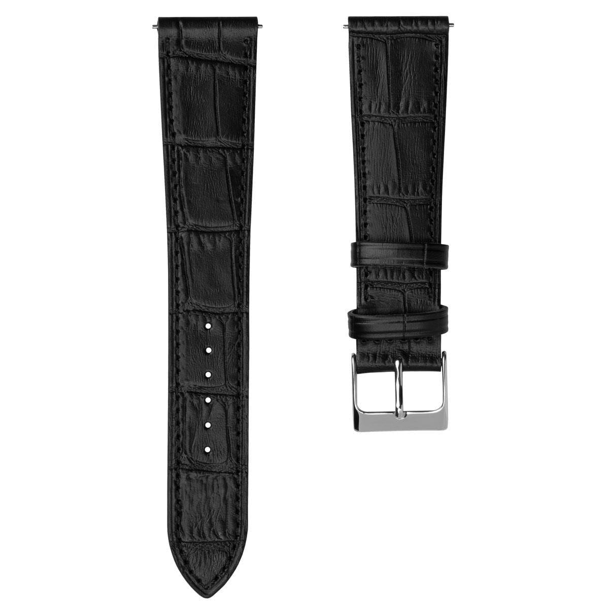 Textured Painswick Quick Release Genuine Leather Watch Strap - Black Alligator