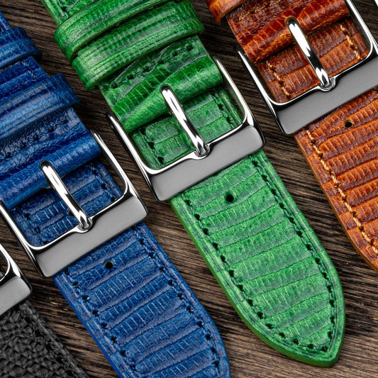 Textured Painswick Quick Release Genuine Leather Watch Strap - Black Alligator