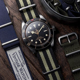 The Vintage Watch Company Military Watch Strap - Black & Gold