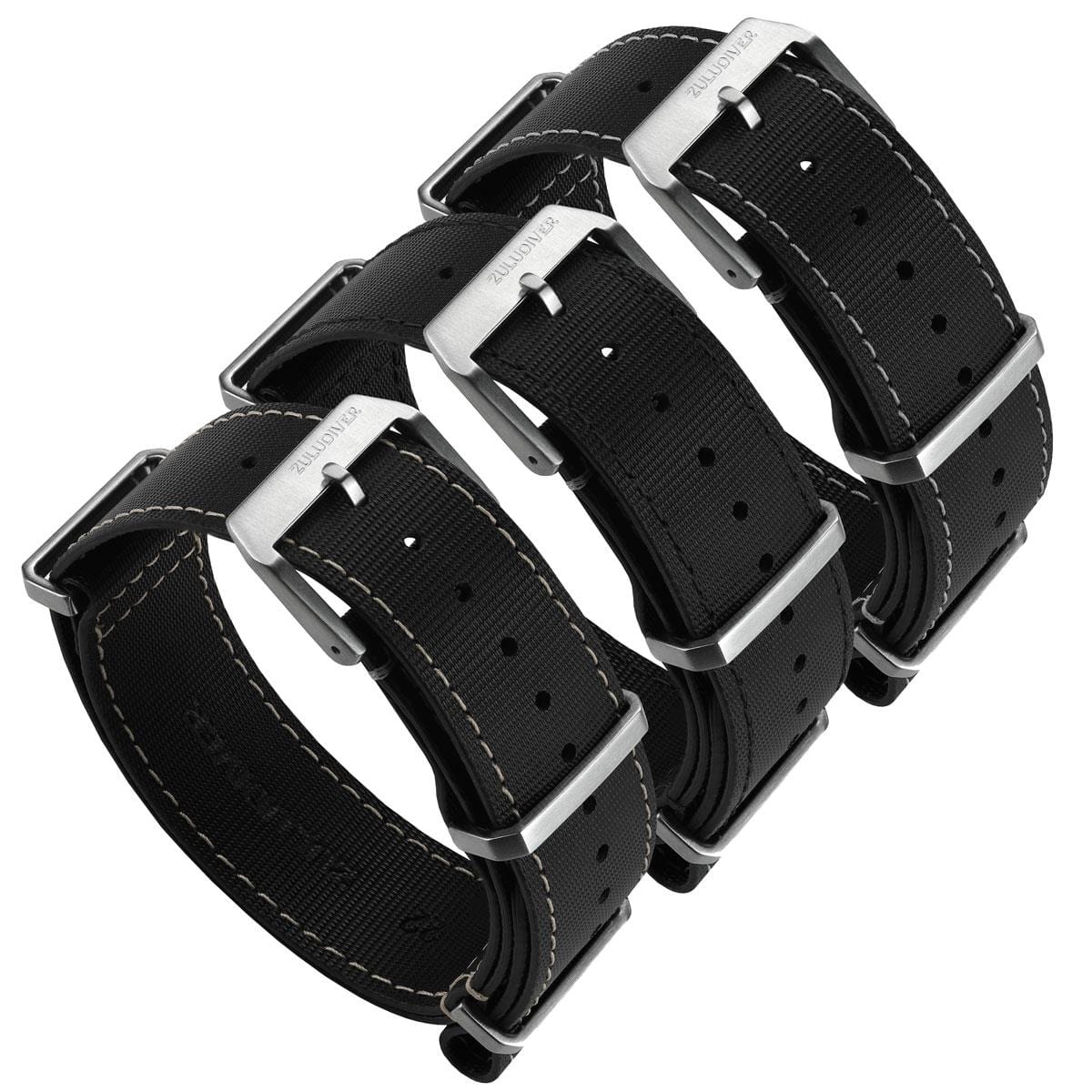 ZULUDIVER 1973 British Military Watch Strap: TYPHOON STORM Sailcloth - Black Stitching