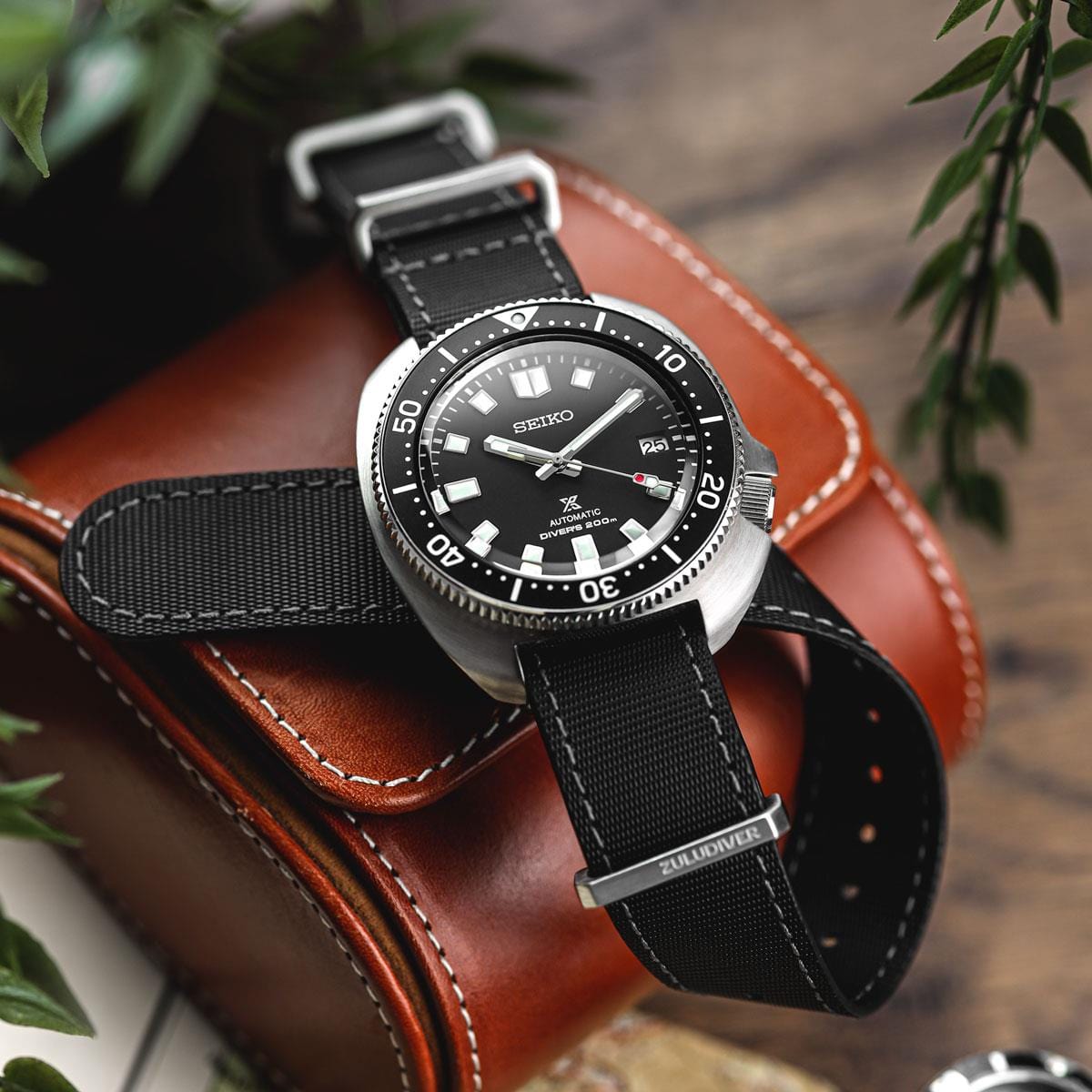 ZULUDIVER 1973 British Military Watch Strap: TYPHOON STORM Sailcloth - Black Stitching