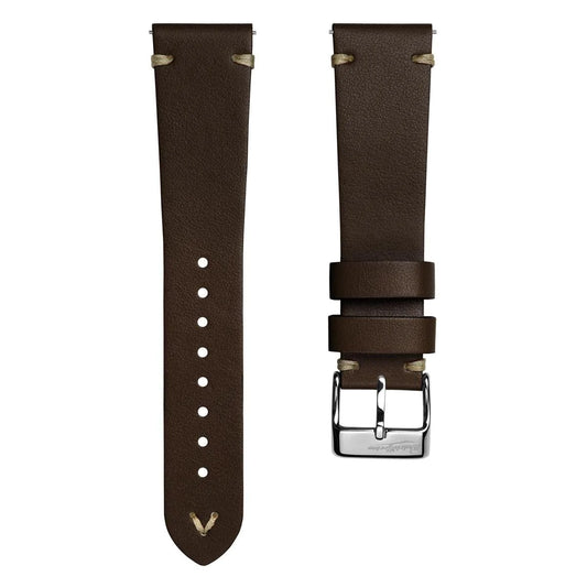 V-Stitch Vegan Italian Leather Watch Strap - Hawthorn Brown