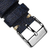 V-Stitch Vegan Italian Leather Watch Strap - Textured Blue Atlas