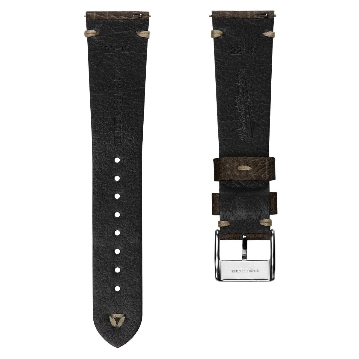 Simple Handmade Vegan Italian Leather Watch Strap - Textured Hawthorn Brown
