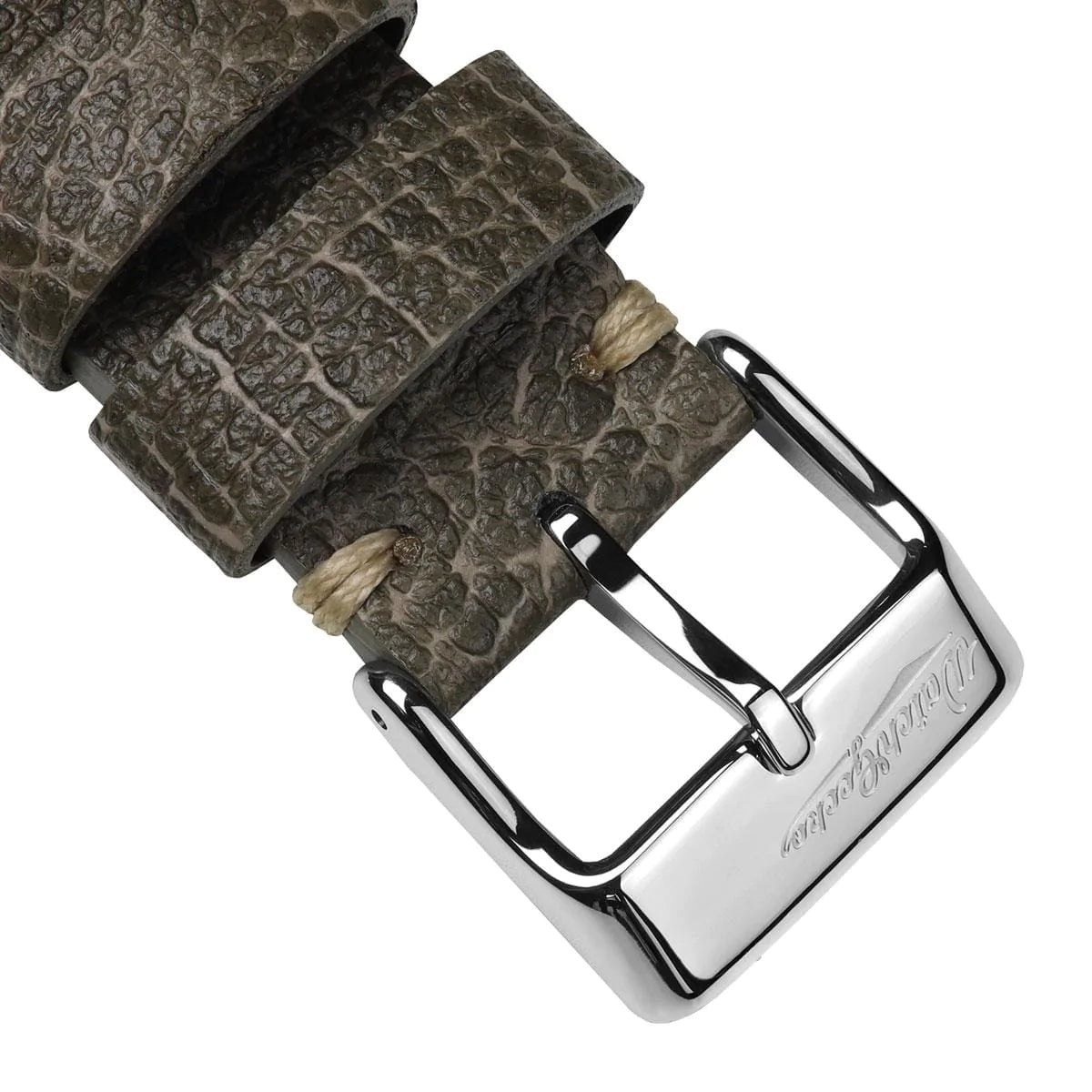 Simple Handmade Vegan Italian Leather Watch Strap Textured Olive Gre