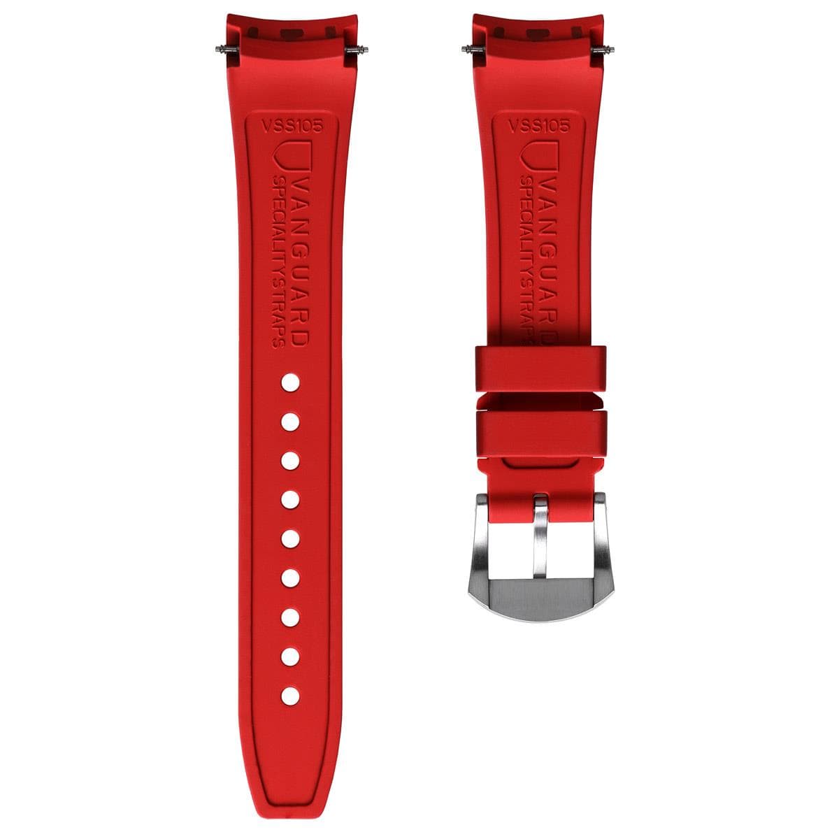 Vanguard Rubber Watch Strap for Tudor Black Bay 58 - Red