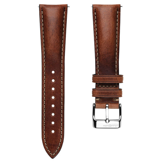 Vintage Highley Genuine Leather Watch Strap - Reddish Brown