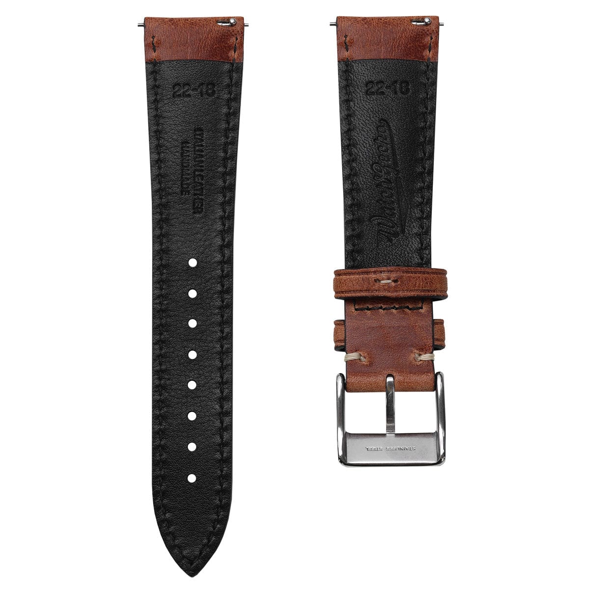 Vintage Highley Genuine Leather Watch Strap - Reddish Brown