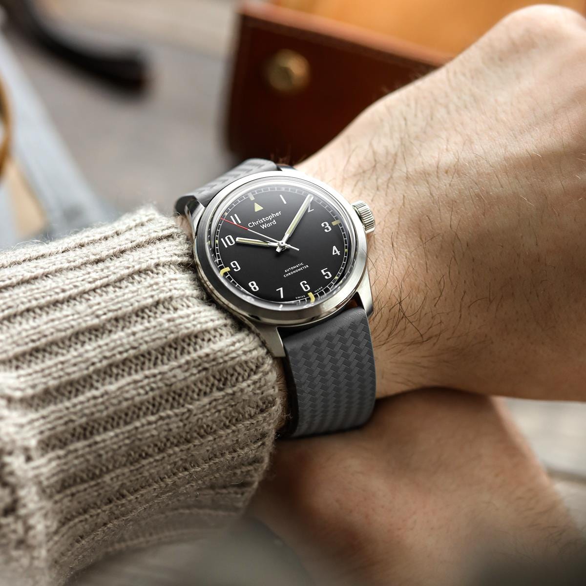 WatchGecko 400 Italian Rubber Divers Reversible Watch Strap - Anthracite  - Brushed / Polished Buckle