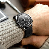 WatchGecko 400 Italian Rubber Divers Reversible Watch Strap - Black - Brushed / Polished