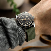 WatchGecko 400 Italian Rubber Divers Reversible Watch Strap - Military Green - Brushed / Polished