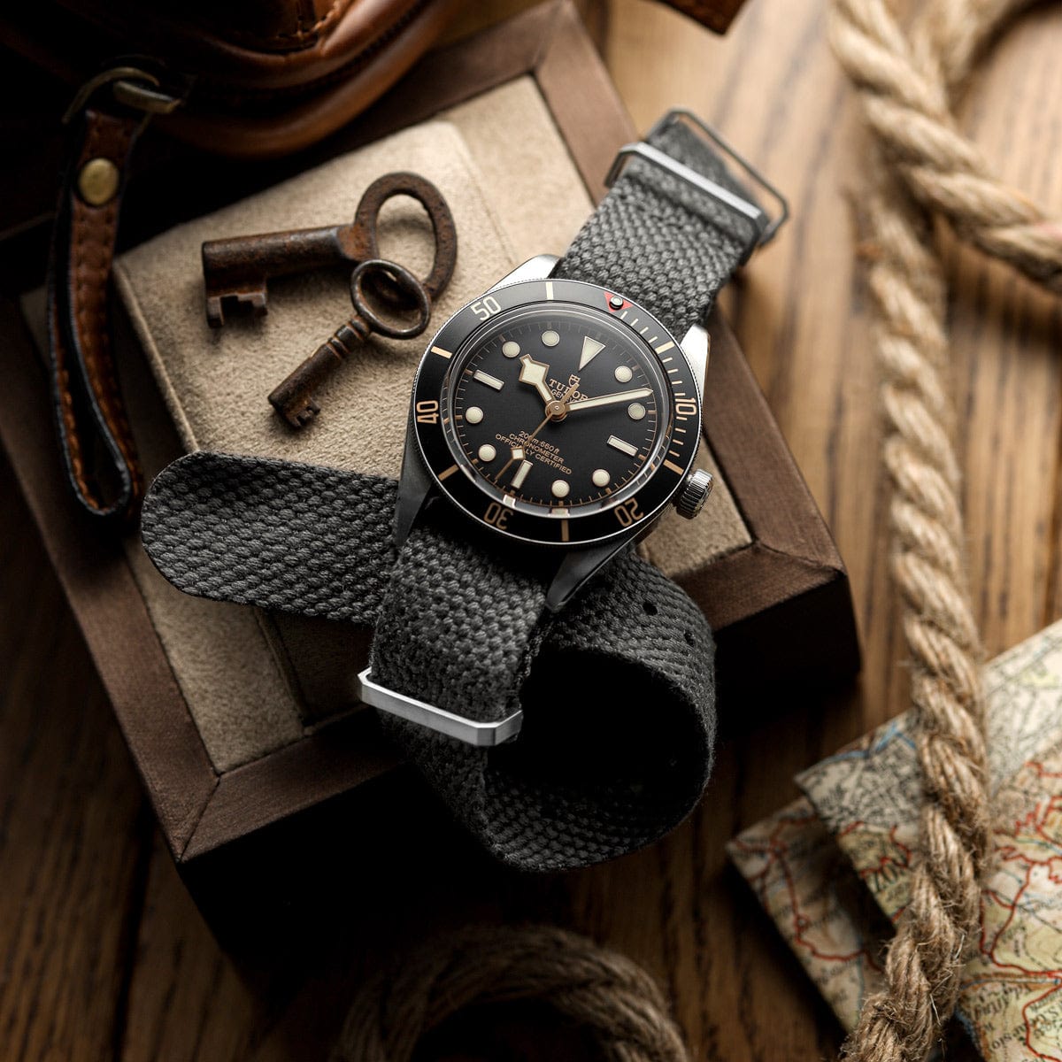 WatchGecko Braemore Military Nylon Watch Strap - Space Force Grey