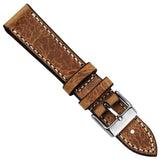 WatchGecko Hatherley Handmade Leather Watch Strap - Bone Wax Brown