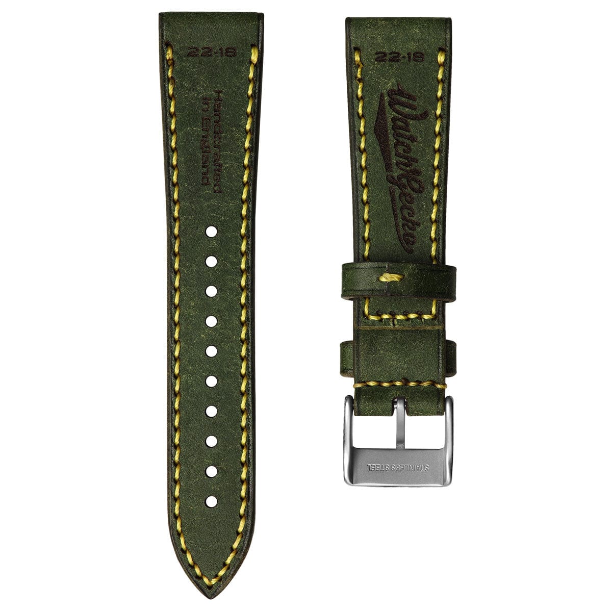 WatchGecko Hatherley Handmade Leather Watch Strap - Moss Green