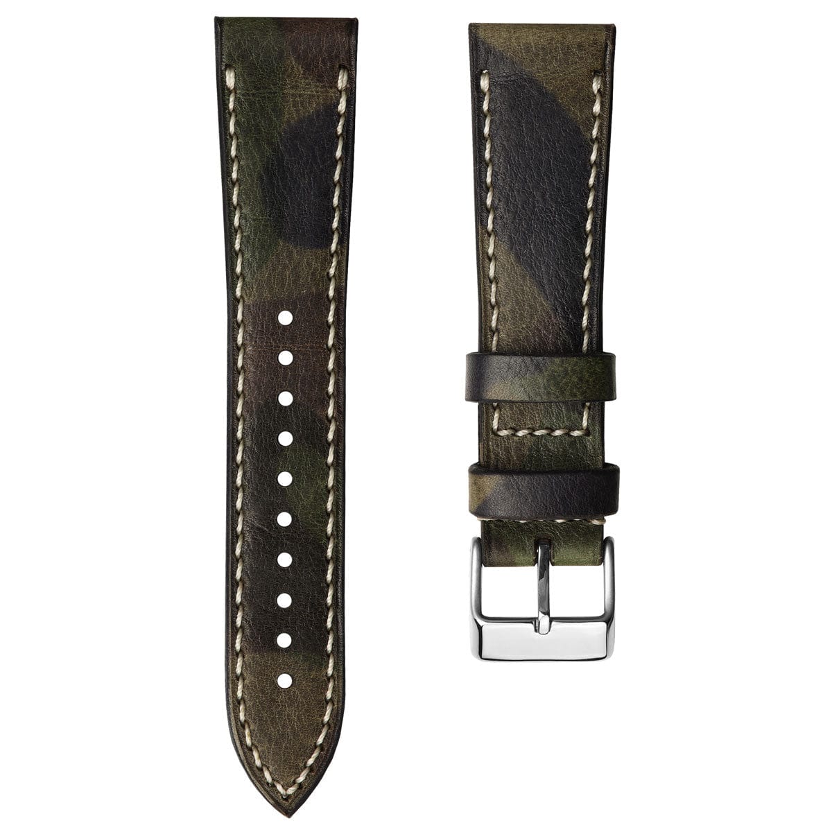 WatchGecko Hatherley Handmade Leather Watch Strap - Woodland Camo
