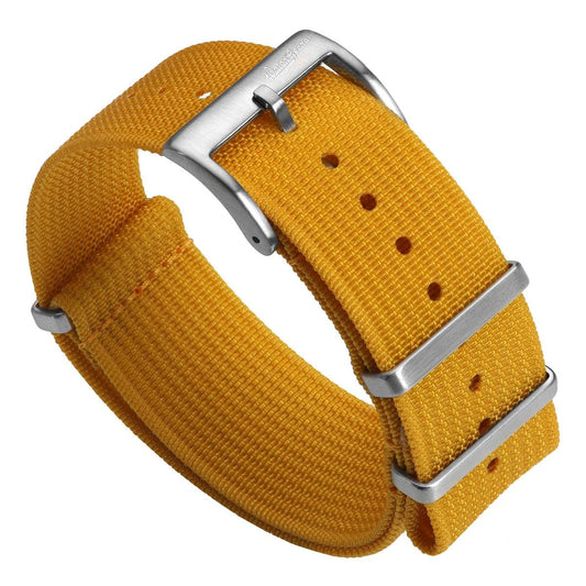 WatchGecko Ridge Military Nylon Watch Strap - Yellow