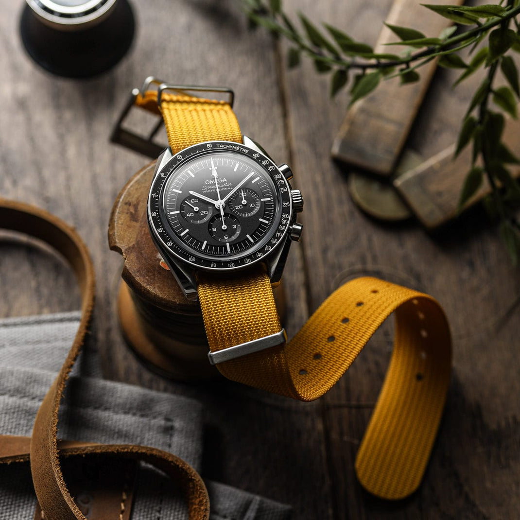 WatchGecko Ridge Military Nylon Watch Strap - Mustard Yellow | WatchGecko