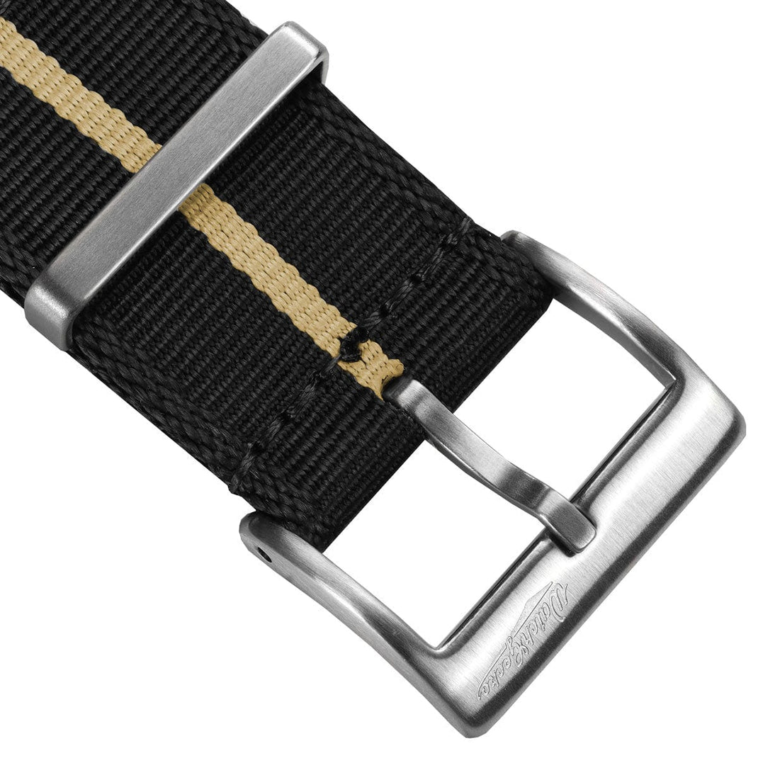 WatchGecko Signature Military Nylon Watch Strap - Black & Beige ...
