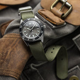 WatchGecko Signature Single Pass Military Nylon Watch Strap - Olive Green
