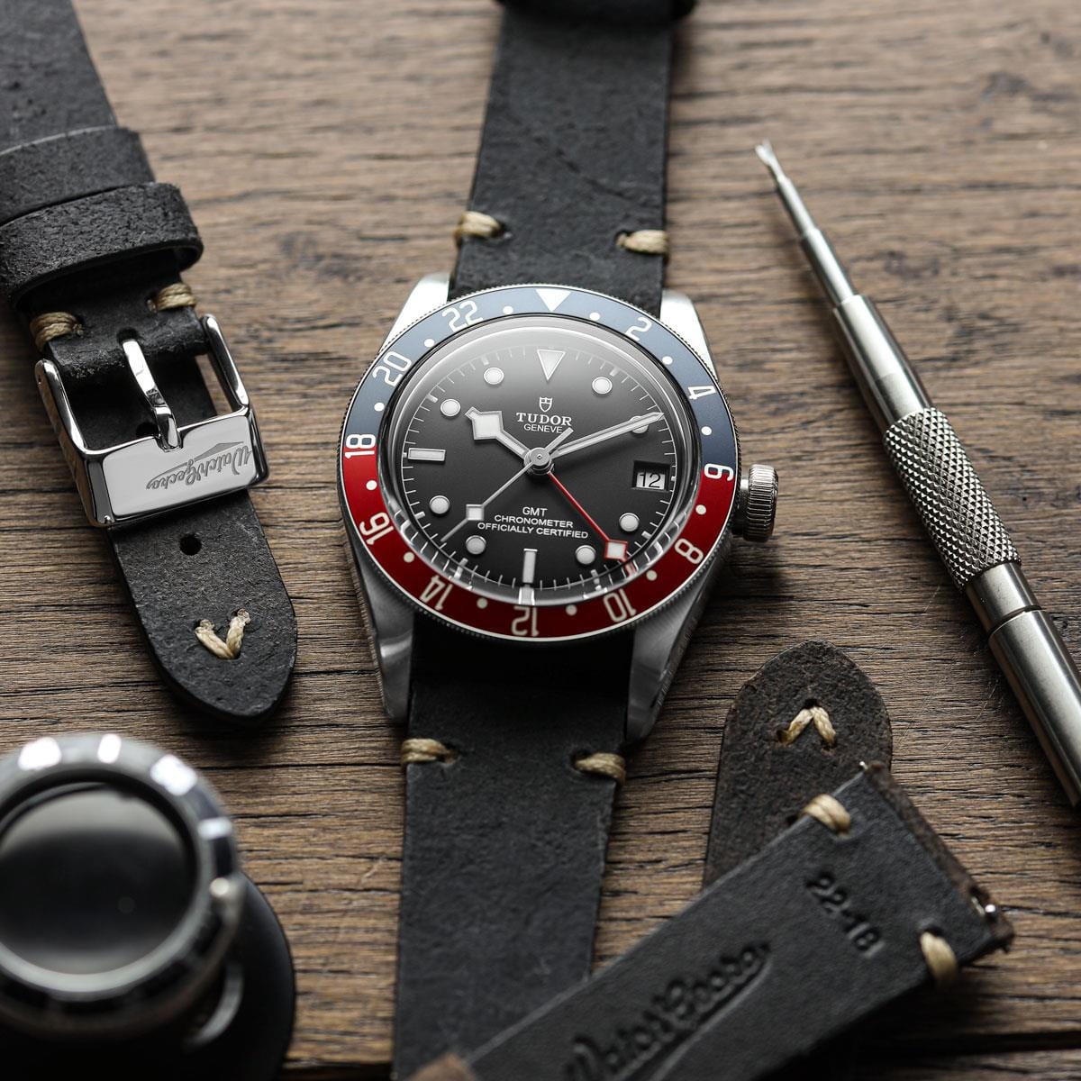 Tudor aged hotsell leather strap