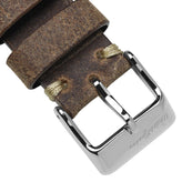 WatchGecko V-Stitch Distressed Leather Watch Strap - Light Brown