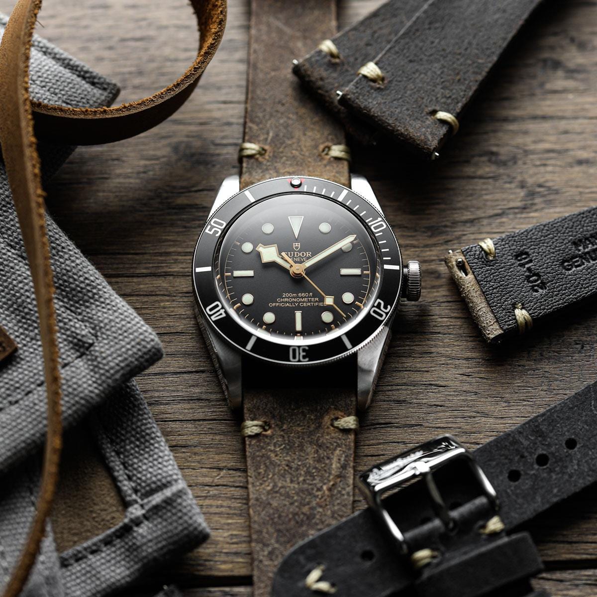 Simple Handmade Distressed Leather Watch Strap Light Brown
