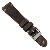 WatchGecko V-Stitch Distressed Leather Watch Strap - Brown