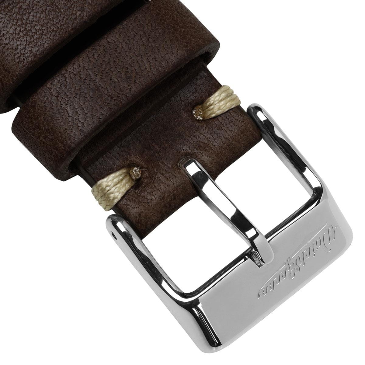 WatchGecko V-Stitch Italian Leather Perforated Watch Strap - Chocolate Brown