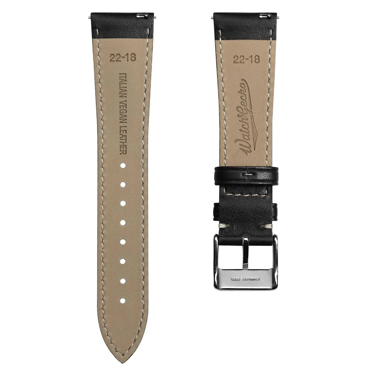Vintage Highley Italian Vegan Leather Watch Strap - Black