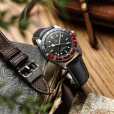 Vintage Highley Italian Vegan Leather Watch Strap -  Textured Black