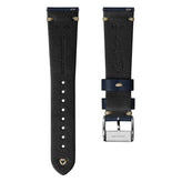 V-Stitch Vegan Italian Leather Watch Strap - Blue Atlas