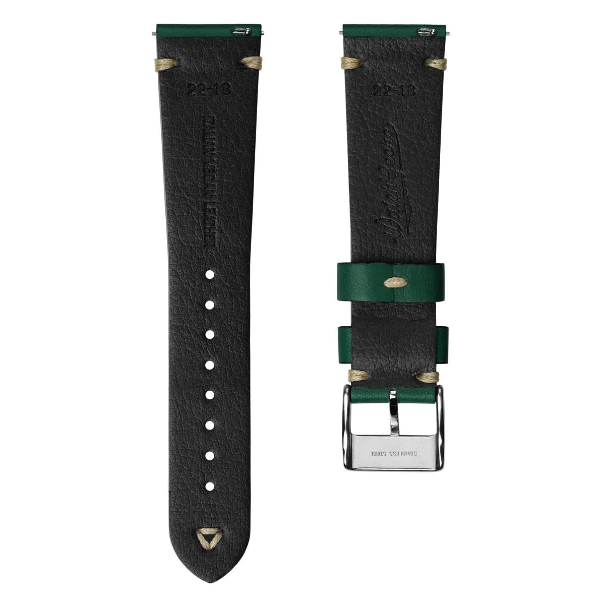 V-Stitch Vegan Italian Leather Watch Strap - Fir Green