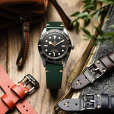 V-Stitch Vegan Italian Leather Watch Strap - Fir Green