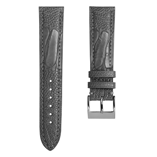 Durbuy Ostrich Leg Handmade Watch Strap - Grey