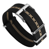 WatchGecko Ridge Military Nylon Watch Strap - Black & Beige