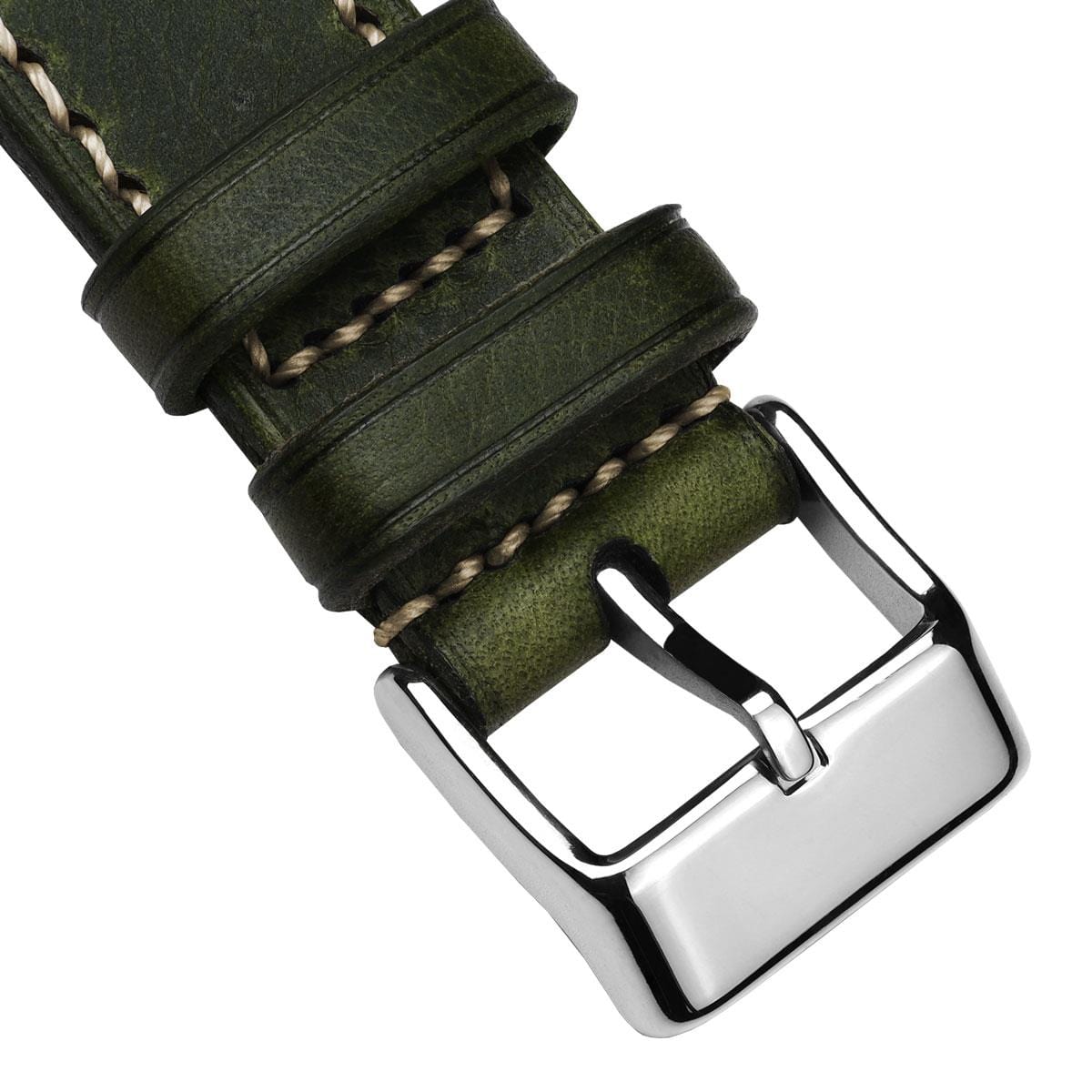 WatchGecko Hatherley Handmade Leather Watch Strap - Olivia Green