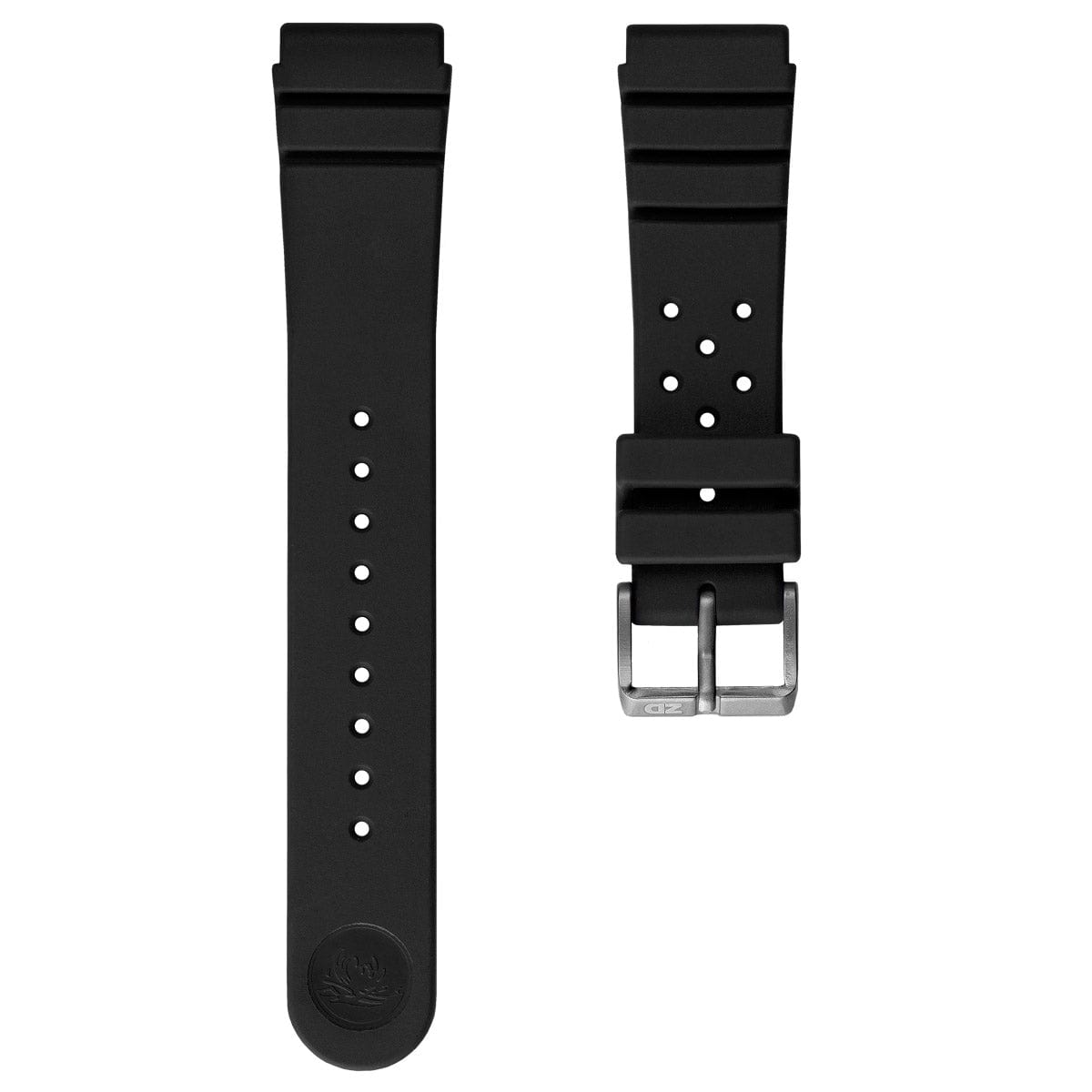 ZULUDIVER 284 Italian Rubber Diver's Watch Strap - Black