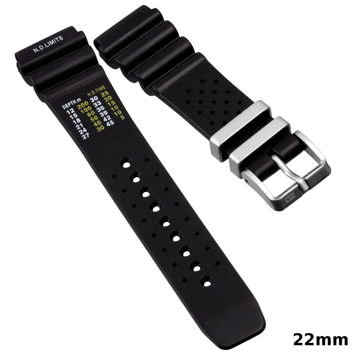 ZULUDIVER 286 Italian Rubber Waterproof Watch Strap - Black