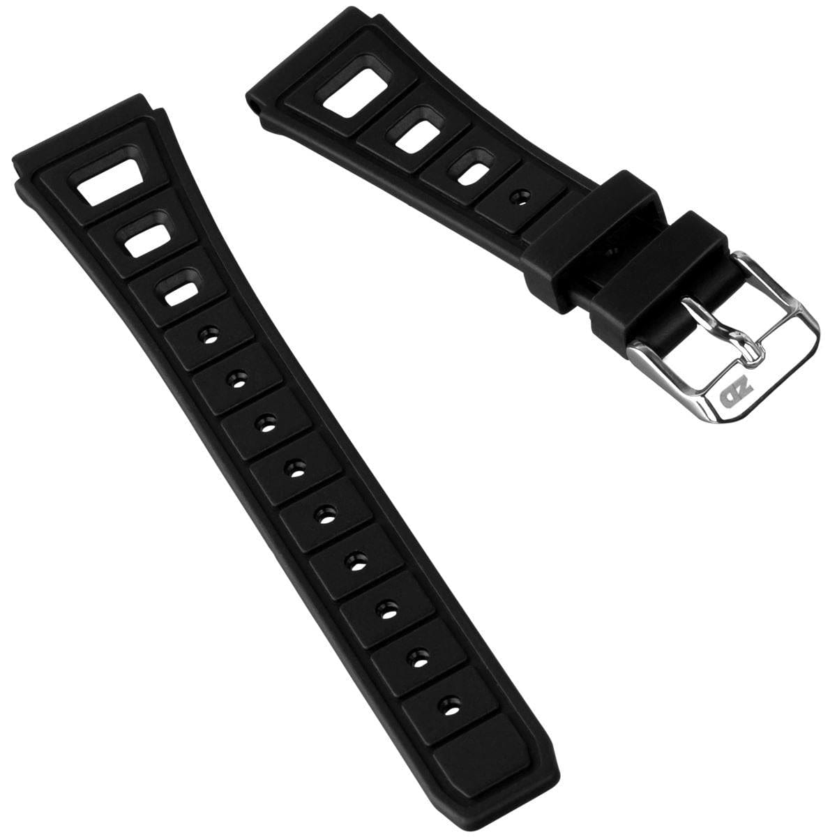 ZULUDIVER 295 Vintage Style Italian Rubber Watch Strap - Black