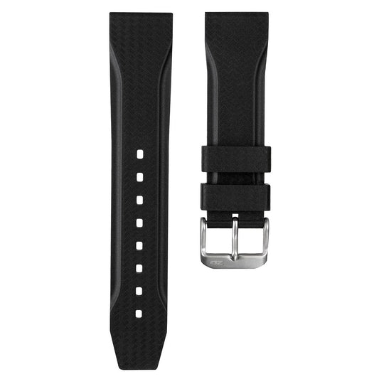 ZULUDIVER 324 CF Pattern Italian Rubber Watch Strap - Black