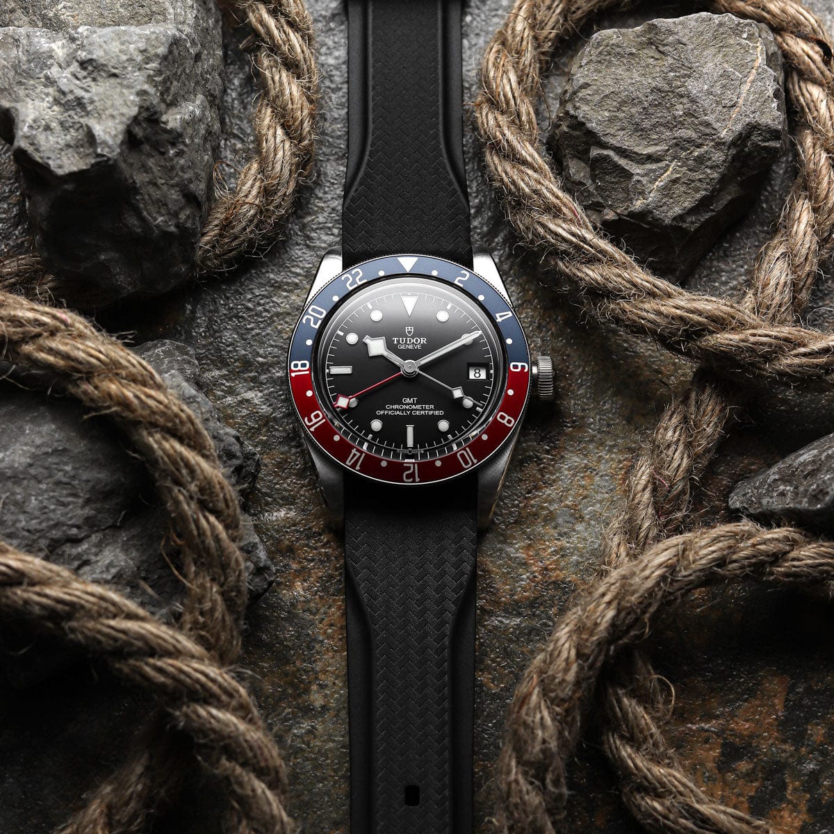 ZULUDIVER 324 CF Pattern Italian Rubber Watch Strap - Black