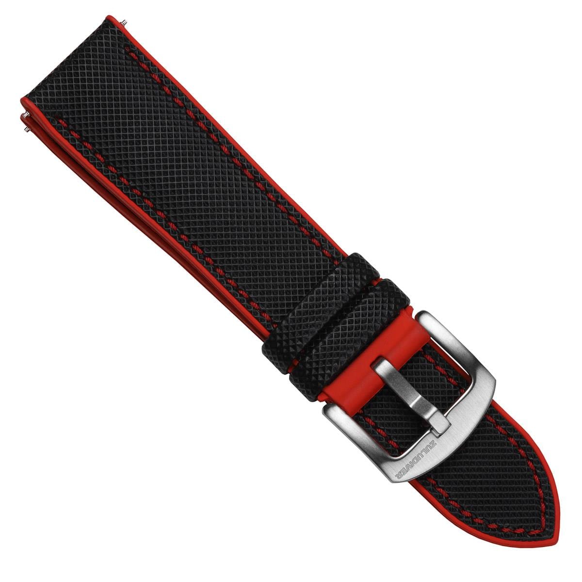 ZULUDIVER Anvil FKM Rubber Watch Strap - Black / Red