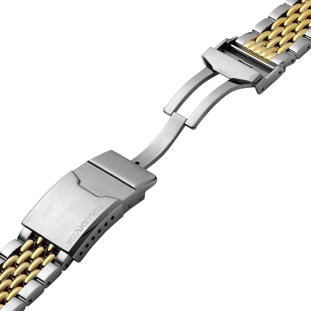 ZULUDIVER Beads of Rice Premium Watch Strap - Silver / Gold
