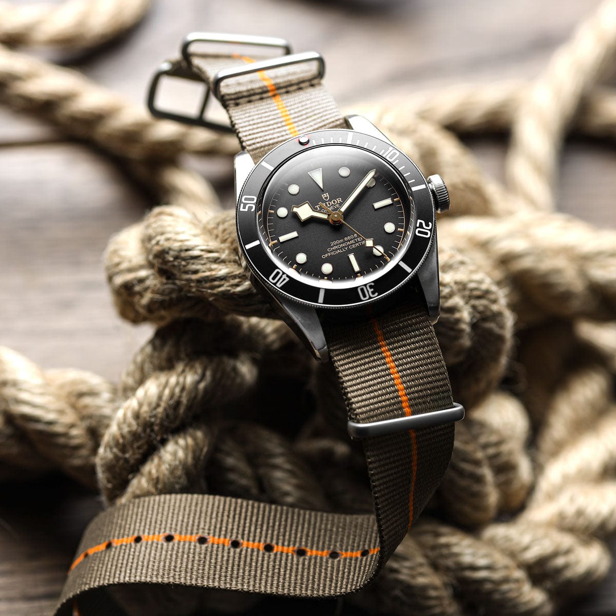 ZULUDIVER 1973 British Military Watch Strap: CADET Marine Nationale - Desert Sand & Orange