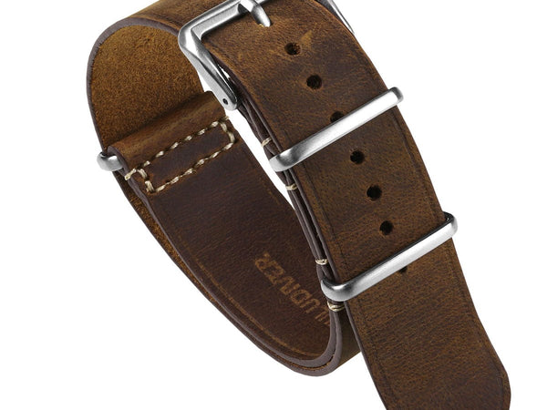 Pull-Up Leather Military Watch Strap